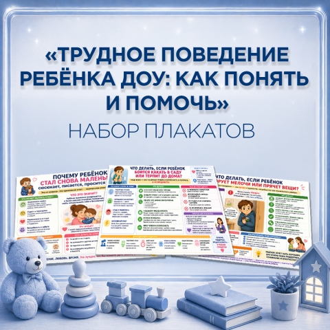 Набор плакатов и памяток «Трудное поведение ребенка в ДОУ: как понять и помочь»