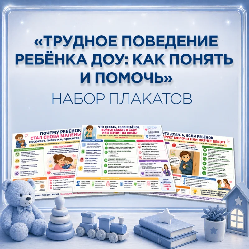 Набор плакатов и памяток "Трудное поведение ребенка в ДОУ: как понять и помочь"