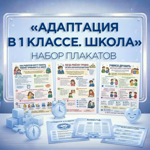 Набор плакатов и памяток «Адаптация в 1 классе. Школа»