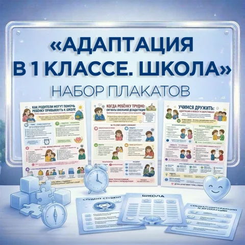 Набор плакатов и памяток «Адаптация в 1 классе. Школа»