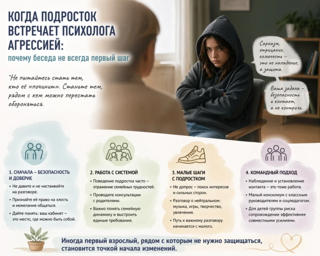 Когда подросток встречает психолога агрессией: почему беседа не всегда первый шаг