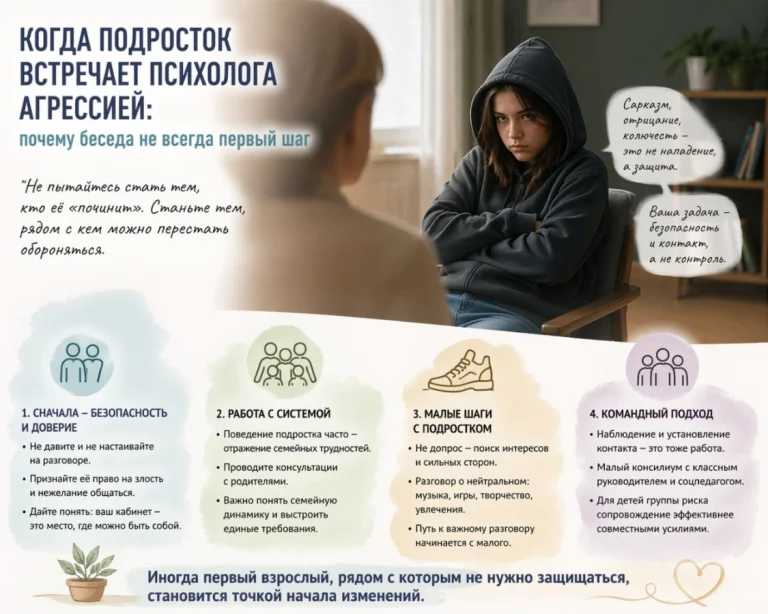 Когда подросток встречает психолога агрессией: почему беседа не всегда первый шаг