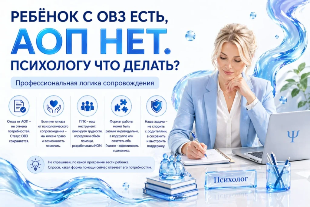 Ребёнок с ОВЗ есть, АОП нет. Психологу что делать?