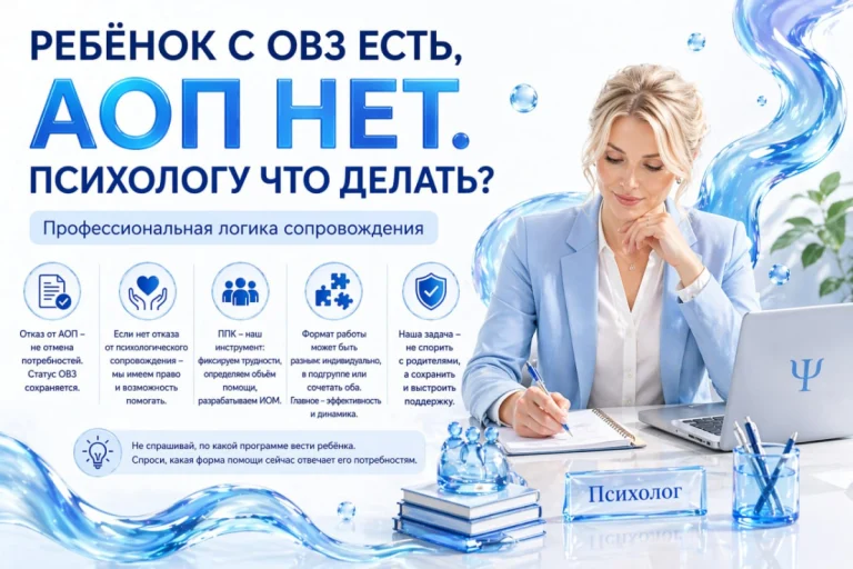 Ребёнок с ОВЗ есть, АОП нет. Психологу что делать?