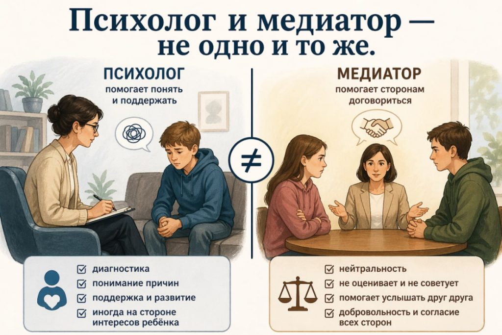 Психолог и медиатор — не одно и то же.